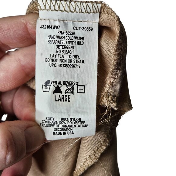 Vintage Elegant Womens Lace Sleeveless Top Satin Ribbon Beige Lining L 90s Y2K‎ - Picture 5 of 8